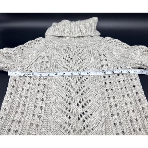 SLEEPING ON SNOW Women’s Cream Eldora Wool Blend Turtleneck Chunky Sweater Sz S - Picture 8 of 9